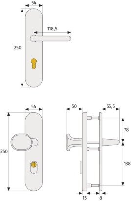 Abus Schutzbeschlag KLZS714 (Wohnungsabschlusstür, Aluminium, Knopf