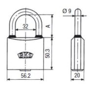 BKS Janus Series 46 padlock brass for existing locking