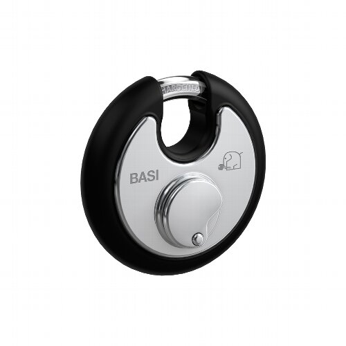 BASI Diskusschloss RVS 610W - 70 mm - schwarz | inkl. 2 Schlüssel