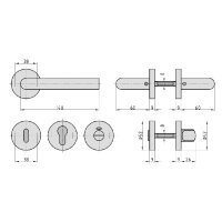 Room door fitting ZB 3200 stainless steel L-shape (BB)...