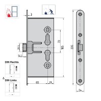 BASI fire door mortise lock ES 984 for handle set