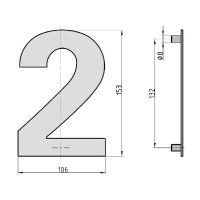 House number made of steel in anthracite No.2