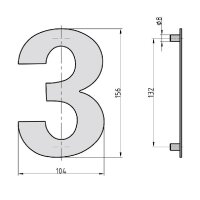 Steel house number in anthracite No.3