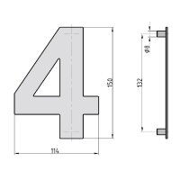 Steel house number in anthracite No.4