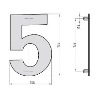 Steel house number in anthracite No.5
