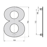 Steel house number in anthracite No.8