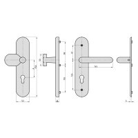 BASI door fitting SB 7500 ES1 - PZ 92/10 mm stainless...