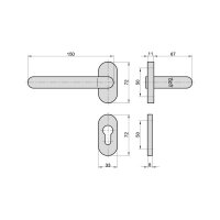 Schmalrahmen-Rosettengarnitur ZB 3150 PZ Edelstahl